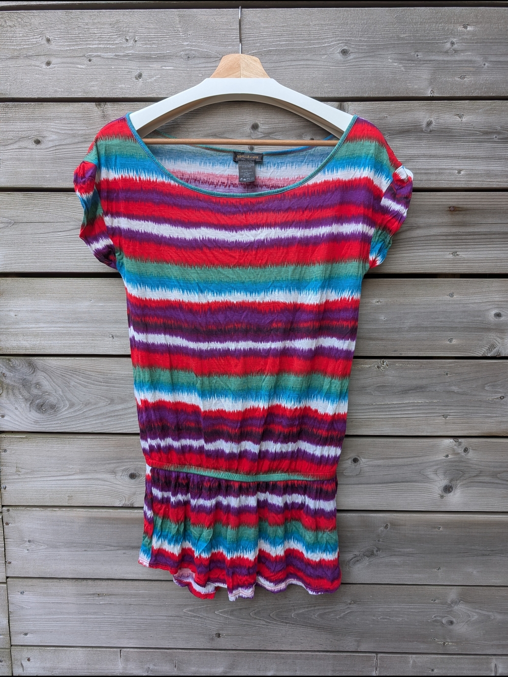 Colorful Striped Swim Coverup Tunic - Multicolor
